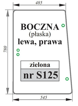 Szyba boczna prawa lewa zielona płaska Deutz-Fahr, Lamborghini, Same 0075106020, 00773370/10