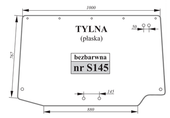 Szyba bezbarwna płaska tylna Lamborghini Hurlimann Same 0077338010 0.007.7338.0/10