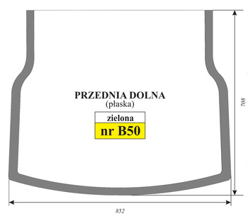 Szyba płaska zielona przednia dolna koparki JCB 827/80347