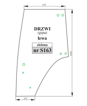 Szyba zielona drzwi gięte lewe FENDT 117810030010