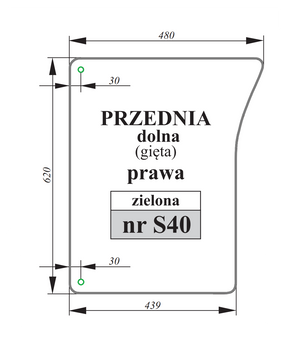 Szyba zielona przednia dolna prawaJohn Deere L78534 L 78534