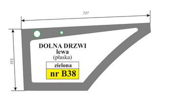 Szyba zielona drzwi dolna lewa koparkoładowarka VOLVO BL60 , BL70 , BL71 11149772