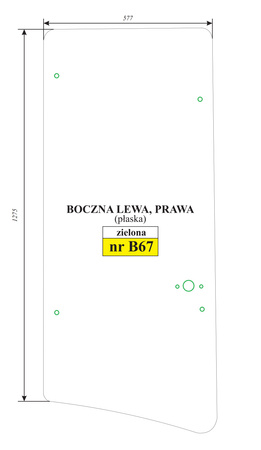 Szyba zielona płaska boczna prawa lewa koparko-ładowarka CAT  164-1064, 164-1065