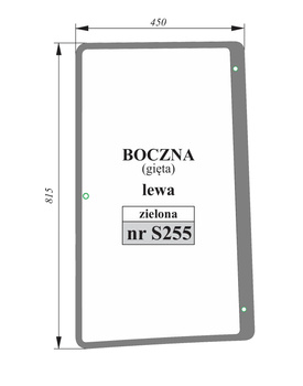 Szyba gięta zielona boczna lewa John Deere R96194