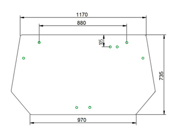 Szyba zielona gięta tylna Deutz-Fahr, Hurlimann, Lamborghini, Same 0.011.0806.0/30