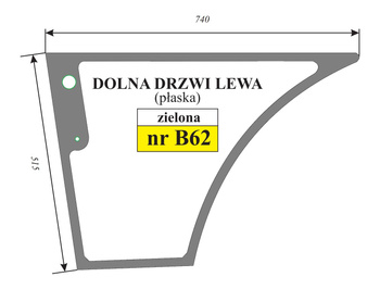 Szyba zielona dolna drzwi lewa CASE, New Holland, Fiat, Hitachi, Manitou 8581624