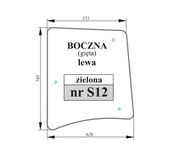 Szyba boczna lewa zielona Zetor Proxima Forterra 53369045