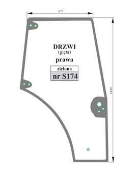 Szyba zielona drzwi gięte prawe CASE NEW HOLLAND 87620223