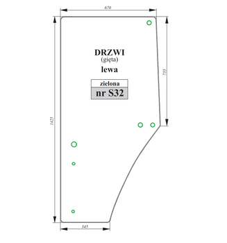 Szyba zielona drzwi lewe John Deere L169102