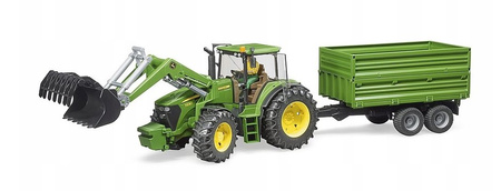 Ciągnik Johnn Deere 7930 z turem i przyczepą kiprowaną Bruder 