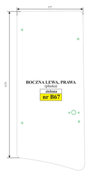 Szyba zielona płaska boczna prawa lewa koparko-ładowarka CAT  164-1064, 164-1065