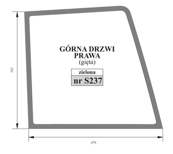 Szyba zielona płaska drzwi górna prawa Fiat, Ford, New Holland 82002179