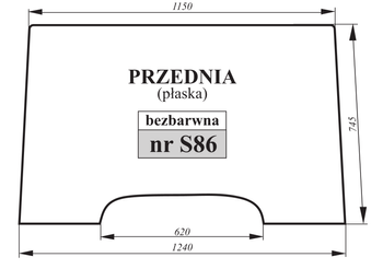 Szyba bezbarwna płaska przednia John Deere Renault RT6005028923 6005028923