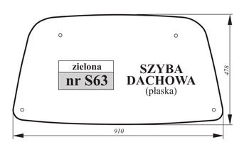 Szyba zielona dachowa płaska John Deere R206439