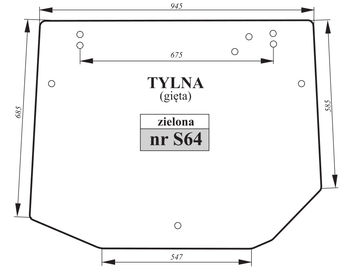 Szyba zielona tylna gięta Landini New Holland 9977606 3667435M1