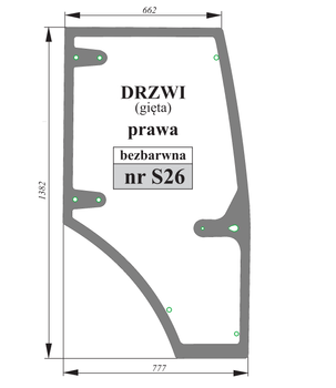 Szyba gięta bezbarwna drzwi prawe Zetor FARMTRACK kabina SMOLNIKI