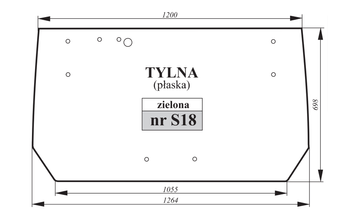 Szyba zielona tylna płaska Zetor Super 53369047