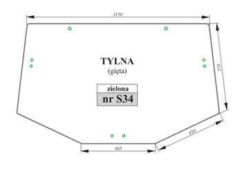 Szyba zielona tylna John Deere 6000 L171335 L213351