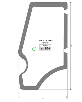 Szyba zielona drzwi lewe ładowarki JCB 3CX, 4CX 82780143 827/80143