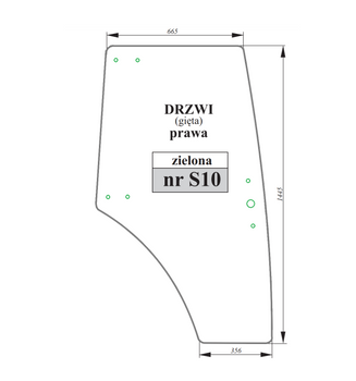 Szyba zielona gięta drzwi prawe Zetor Proxima 53369093