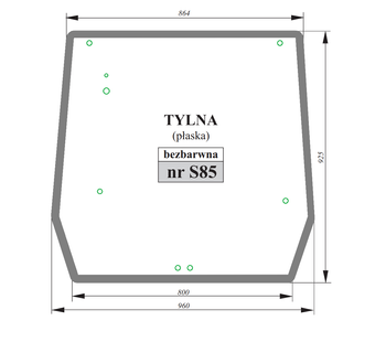 Szyba płaska bezbarwna tylna Case Ford New Holland 5089562