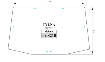 Szyba zielona tylna gięta John Deere R127903, R537492