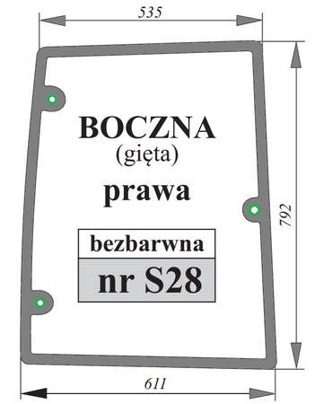 Szyba prawa boczna Zetor Farmtrack koja 80