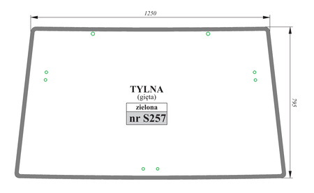 Szyba zielona gięta tylna John Deere R110990