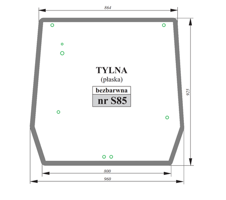 Szyba płaska bezbarwna tylna Case Ford New Holland 5089562