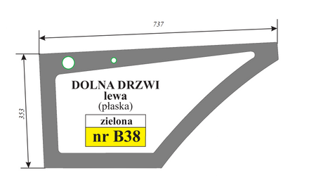 Szyba zielona drzwi dolna lewa koparkoładowarka VOLVO BL60 , BL70 , BL71 11149772