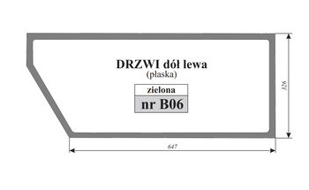 Szyba zielona płaska drzwi dolna lewa ładowarka teleskopowa JCB 827/80191