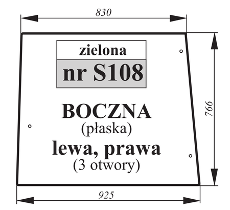 Szyba zielona płaska boczna lewa prawa John Deere L57977