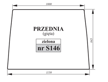 Szyba zielona przednia gięta Case, Fiat, Ford, New Holland 82002183