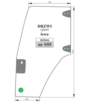 Szyba zielone drzwi lewe New Holland Case 82036001 82019226