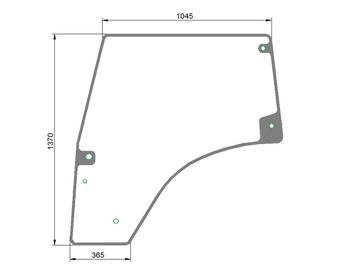 Szyba gięta zielona drzwi lewe Deutz-Fahr Agrofarm Agroplus 0.015.5691.0/40