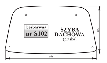 Szyba bezbarwna dachowa płaska John Deere R206439