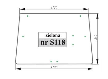Szyba tylna zielona płaska mocowana na zawiasach John Deere AL70847 L57978