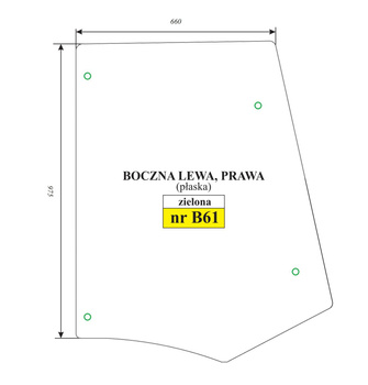 Szyba zielona boczna lewa prawa CASE, New Holland, Fiat, Hitachi, Manitou 8581628