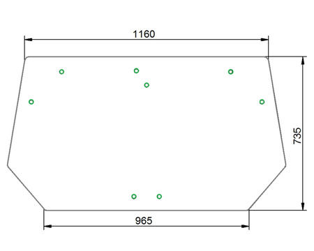 Szyba tylna zielona gięta Deutz-Fahr, Lamborghini, Hurlimann, Same 0.015.4272.0/10
