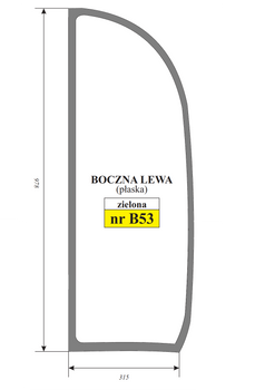 Szyba płaska zielona boczna lewa koparki JCB 827/80288