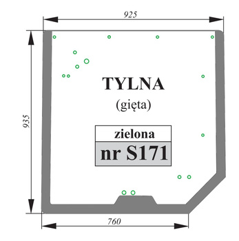 Szyba zielona tylna gięta Renault ARION Class AXION 0011111470