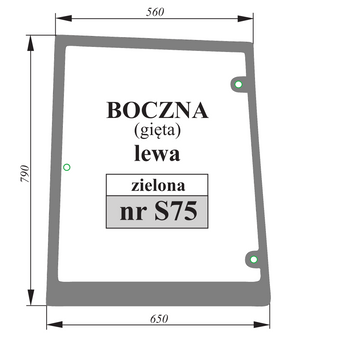 Szyba zielona gięta boczna lewa New Holland Case Fiat Ford 82029321 82009813