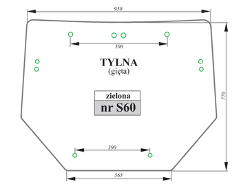 Szyba gięta tylna zielona Lamborghini Deutz-Fahr Same 000986260/10