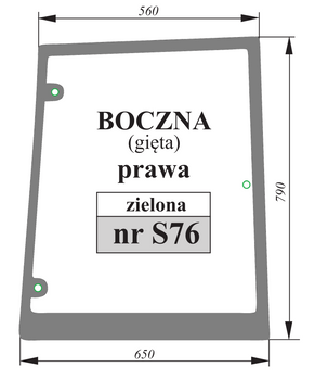 Szyba zielona gięta boczna prawa New Holland Case Fiat Ford 82029320 82009812