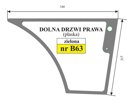  Szyba zielona dolna drzwi prawa CASE, New Holland, Fiat, Hitachi, Manitou 8581625