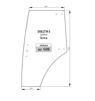 Szyba zielona drzwi lewe Zetor FORTERRA PROXIMA 53369092