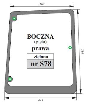 Szyba gięta zielona boczna prawa Case Ford New Holland 5182188