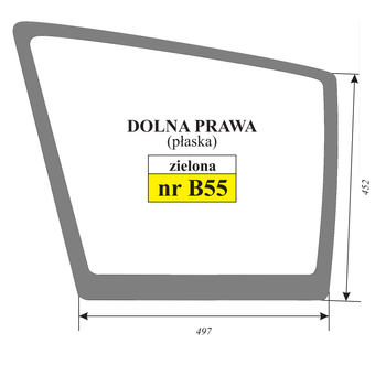 Szyba płaska zielona boczna prawa dolna JCB 827/80289