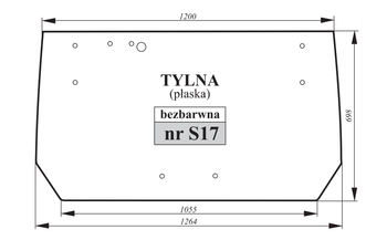 Szyba tylna płaska bezbarwna Zetor Super 53369005