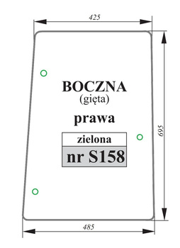 Szyba zielona gięta boczna prawa CASE Mc Cormick 192002A3